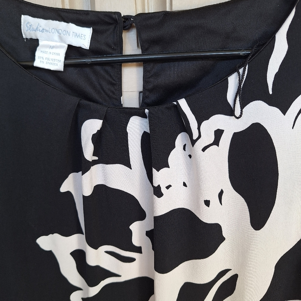 My Favorite Dress! Stuudio London Times Blk/Wht Sz12 Cap Sleeves Poly/Spandex - Picture 5 of 8